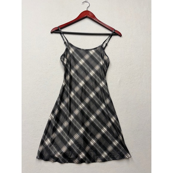 SHEIN Dresses & Skirts - SHEIN Plaid Mini Dress Women XS Gray Black Y2K Adjustable Straps Sleeveless